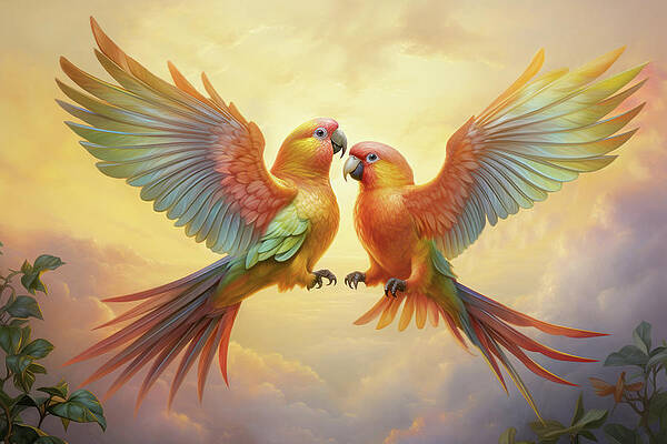 Wall Art featuring the painting Parrot Dance by Land of Dreams