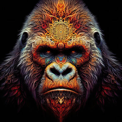 Majestic Wall Art featuring the photograph The Mandala Gorilla by Bill and Linda Tiepelman
