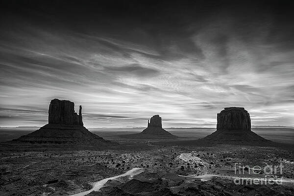 Dramatic Photograph - The Mittens At Dawn, Monument Valley Navajo Tribal Park, Arizona, USA by Neale And Judith Clark