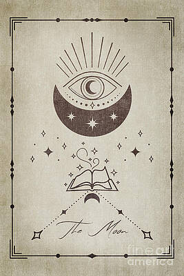 Mystical Moon Tarot Card Design Wall Art