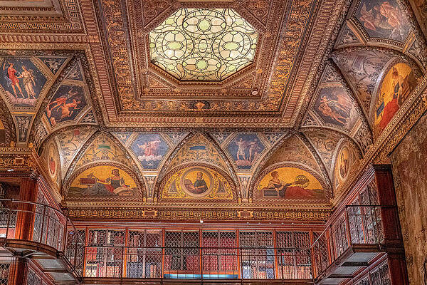 Wall Art featuring the photograph The Morgan Library Ceiling by Penny Polakoff