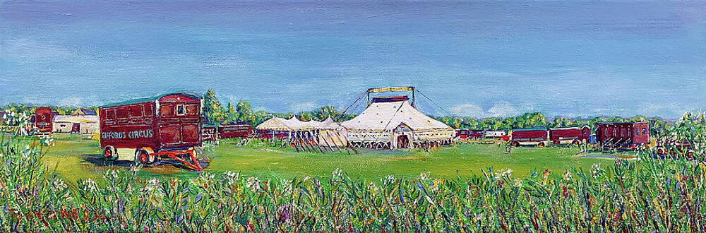 Wall Art featuring the painting The Morning After The Hooley, Giffords Circus by Seeables Visual Arts