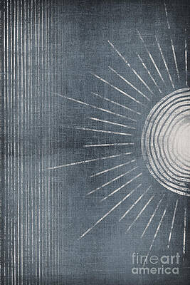 Mystical Blue Sun with Radiating Lines Wall Art