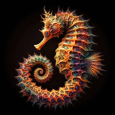 Intricate Wall Art featuring the photograph The Mystical Grace Of The Hyper-Real Seahorse by Bill and Linda Tiepelman