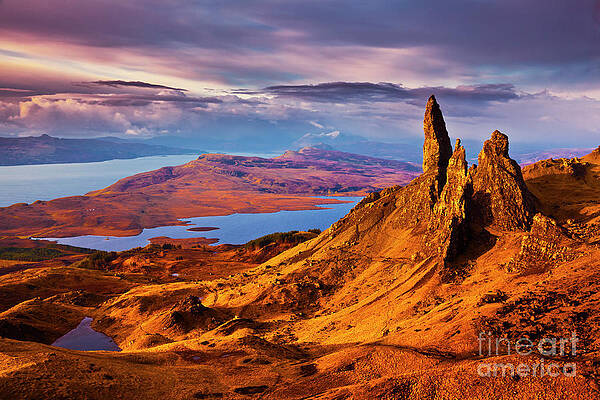 Dramatic Photograph - Old Man Of Storr At Sunrise, Isle Of Skye by Neale And Judith Clark