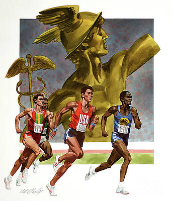 America Painting - The Olympics - Marathon Runner by Tom McNeely