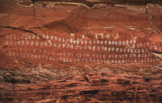 Desert Photograph - The One Hundred Handprints, Utah by Abbie Warnock