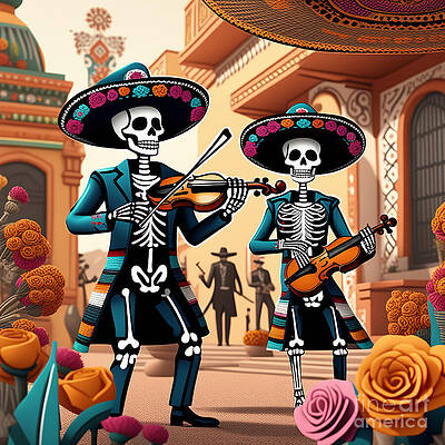 Wall Art featuring the digital art The Other Horror Minstrels by Bencasso B