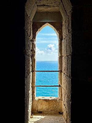 Ocean View Through Stone Arch Wall Art