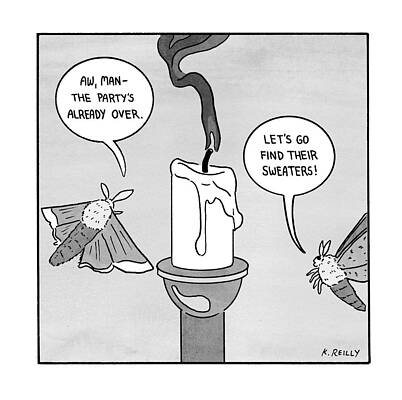 Candle Wall Art featuring the drawing The Party's Already Over by Kevin Reilly