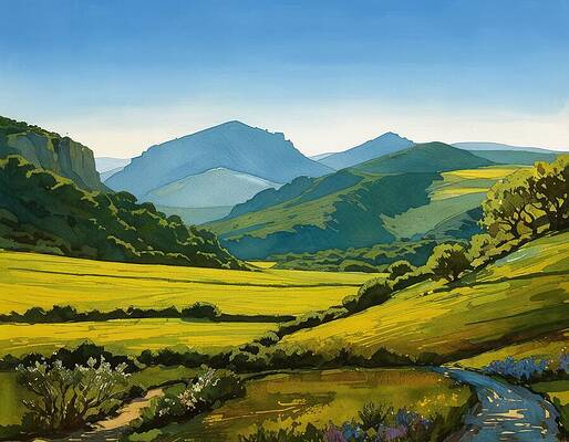 Landscape Wall Art featuring the digital art The Path by Eris And AI