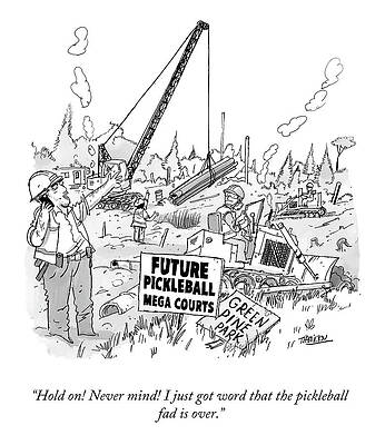 Green Drawing - The Pickleball Fad by Tim Hamilton