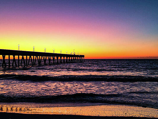 Sunrise Wall Art featuring the photograph The Pier At Day Break by Oceanic SkyView