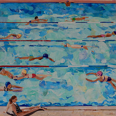 Swimming Wall Art featuring the mixed media The Pool by Mary Conner