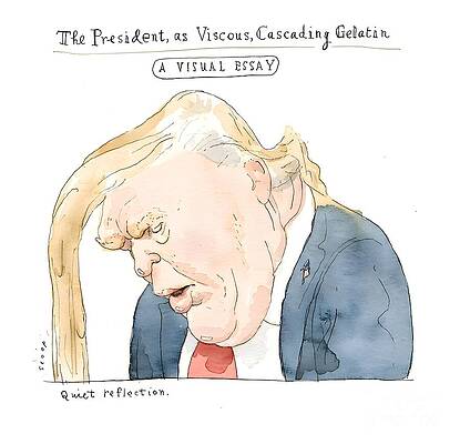 Reflection Painting - The President, As Viscous, Cascading Geliatin. Quiet Reflection by Barry Blitt