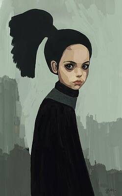 Mysterious Girl with Ponytail Wall Art