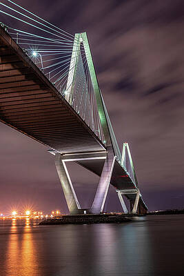 South Carolina Wall Art featuring the photograph The Ravenel Bridge In The Blue Hour by Douglas Wielfaert