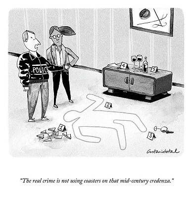 Wine Glass Wall Art featuring the drawing The Real Crime by Juan Astasio