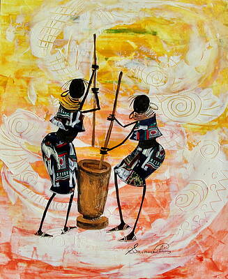 Vibrant Wall Art featuring the painting The Rhythm by Sarah Shiundu