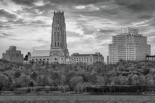Wall Art featuring the photograph The Riverside Church NY BW by Susan Candelario