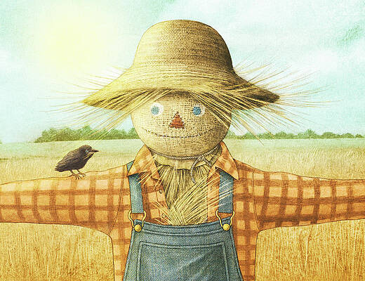 Scarecrow in Wheat Field Wall Art