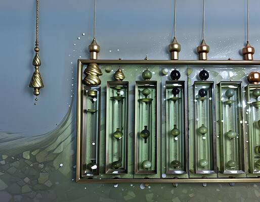 Gold Wall Art featuring the digital art The Seaglass Machine by Eris And AI