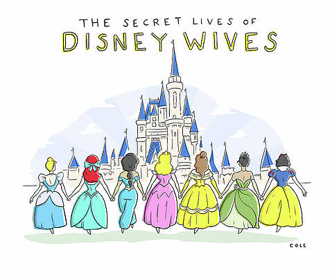 Color Wall Art featuring the drawing The Secret Lives Of Disney Wives by Tyson Cole