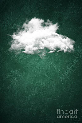Cloud on Textured Green Background Digital Art