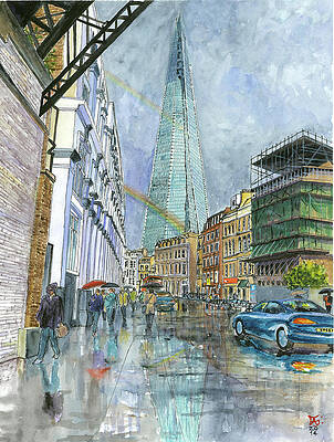 Wall Art featuring the painting The Shard And The Rainbows  London UK by Francisco Gutierrez