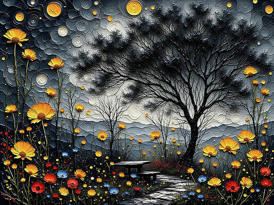 Digital Art - The Silent Bench by Deb Beausoleil