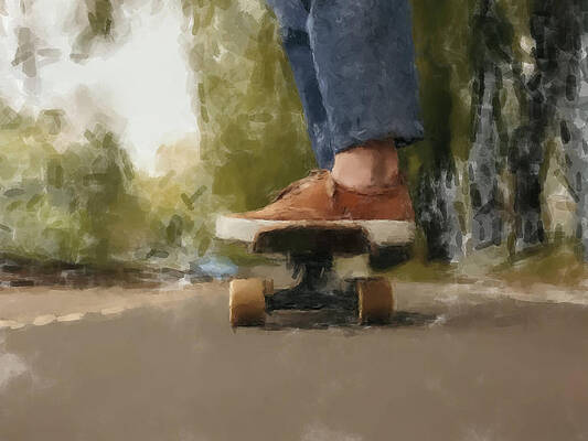 Painting - The Skateboarder by Gary Arnold