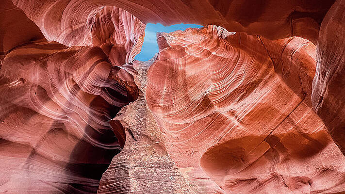 Nature Wall Art featuring the photograph The Sky From The Slot Canyon by Ed Clark