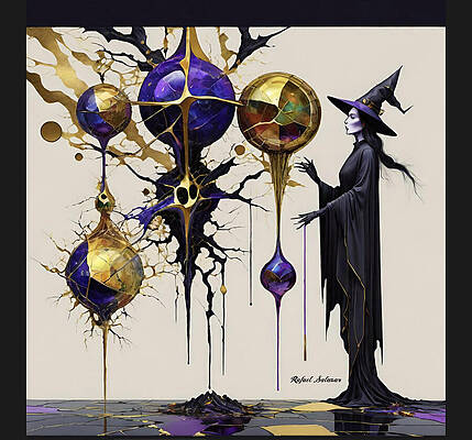 Wall Art featuring the digital art The Sorceress Of Shattered Orbs by Rafael Salazar