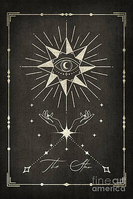 The Star Black Tarot Design Wall Art