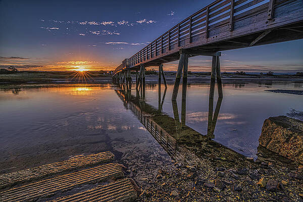 Reflection Photograph - The Sun Is Shining At Footbridge by Penny Polakoff