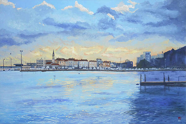 Wall Art featuring the painting The Sunset In Budva, Montenegro by Francisco Gutierrez