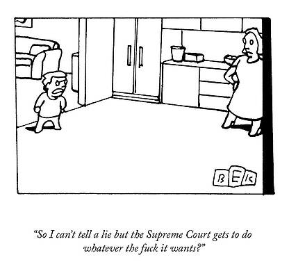 Living Room Wall Art featuring the drawing The Supreme Court Example by Bruce Eric Kaplan