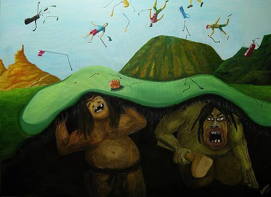 Golf Wall Art featuring the painting The Trolls by Randall Coleman