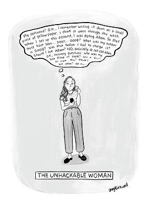 Memory Wall Art featuring the drawing The Unhackable Woman by Amy Kurzweil