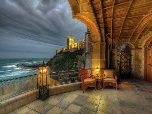 Gothic Castle by the Sea Digital Art