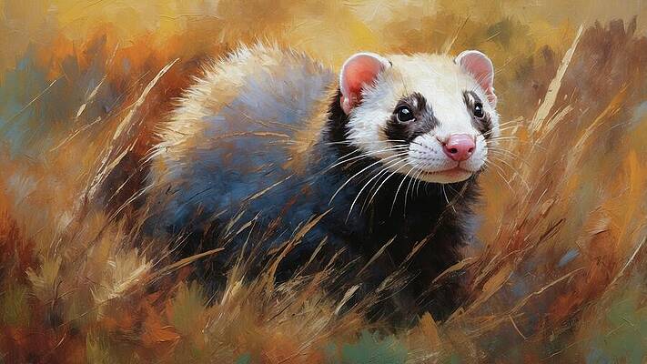 Wildlife Digital Art - The Watchful Ferret In Autumn Splendor by Don Northup