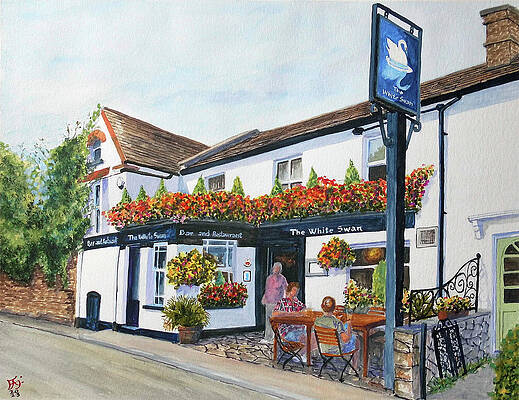 Pub Wall Art featuring the painting The White Swan Richmond London UK by Francisco Gutierrez