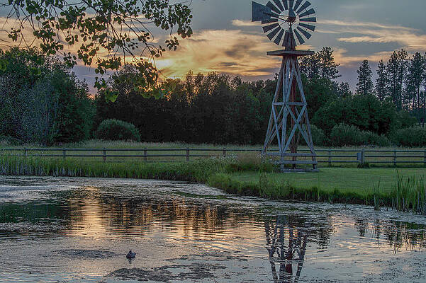 Sunset Photograph - The Windmill Sunset At Sky Ridge Ranch, Montana by Bonnie Colgan