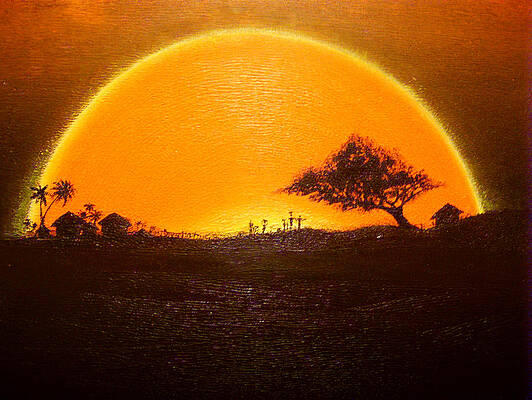Sunset Painting - The Wisdom Tree by Nii Hylton