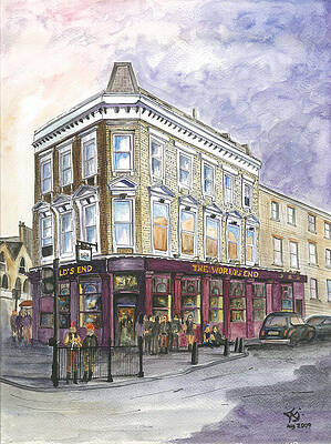 Pub Wall Art featuring the painting The Worlds  End Camden Town  London  UK by Francisco Gutierrez