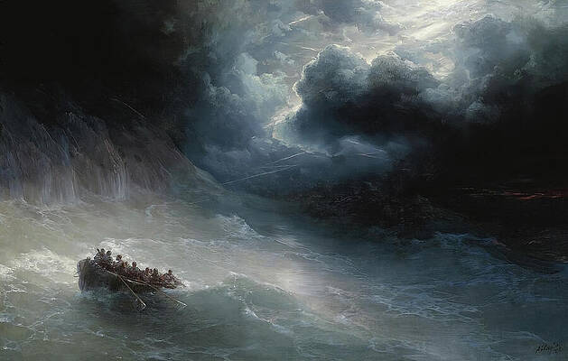 Dramatic Sea Voyage Under Stormy Skies Wall Art