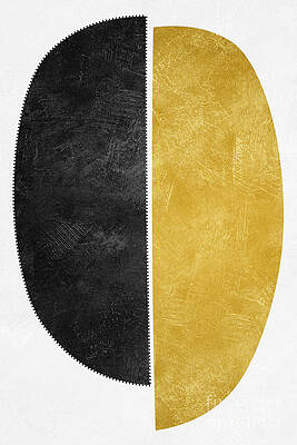 Minimalist Yellow and Black Composition Digital Art