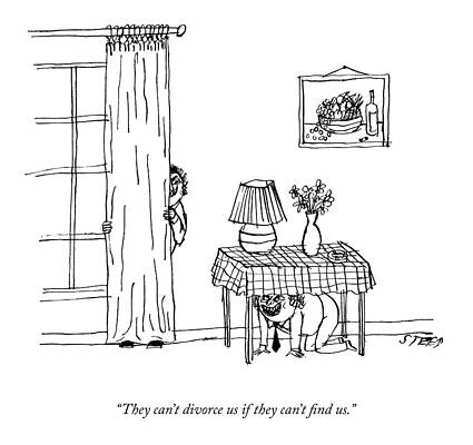 Curtain Drawing - They Can't Divorce Us by Edward Steed