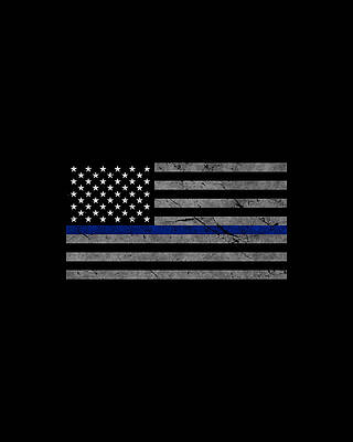 Cool Wall Art featuring the digital art Thin Blue Line US Flag by Flippin Sweet Gear