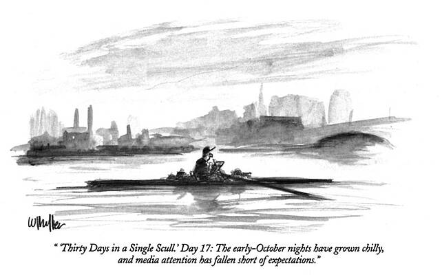 Alone Drawing - Thirty Days In A Single Scull by Warren Miller